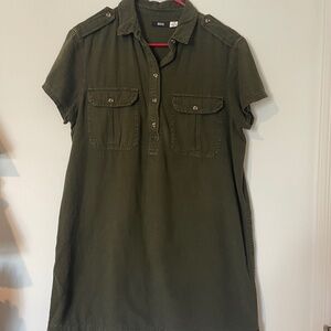 Vintage BDG Olive Utility Shirt Dress Safari Minimalist L